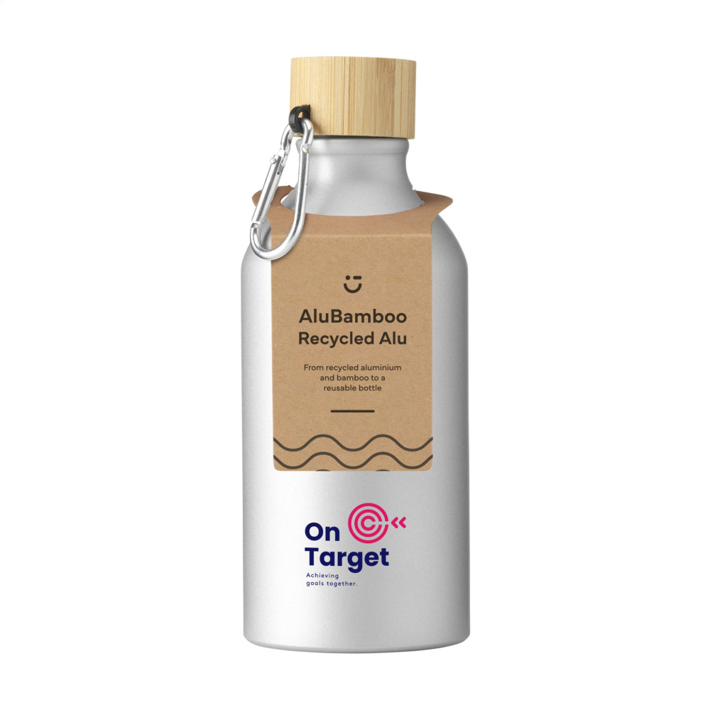 Logo trade promotional gift photo of: AluBamboo GRS Recycled Alu 500 ml water bottle