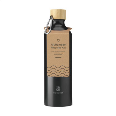 Logo trade advertising products image of: AluBamboo GRS Recycled Alu 750 ml water bottle