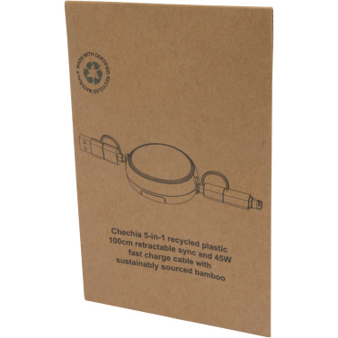 Logotrade promotional gifts photo of: Chechia 5-in-1 recycled plastic 100 cm retractable data sync and 45W fast charge cable