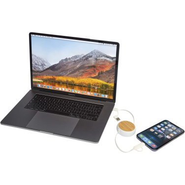 Logo trade promotional product photo of: Chechia 5-in-1 recycled plastic 100 cm retractable data sync and 45W fast charge cable