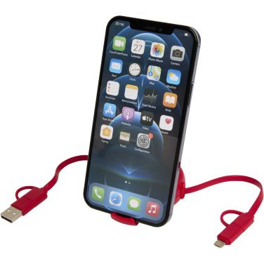 Logotrade promotional merchandise picture of: Alasia 5-in-1 100 cm recycled plastic and aluminium retractable data sync and 45W fast charge cable