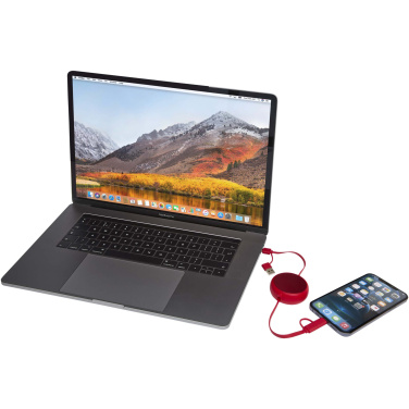 Logo trade promotional giveaways picture of: Alasia 5-in-1 100 cm recycled plastic and aluminium retractable data sync and 45W fast charge cable