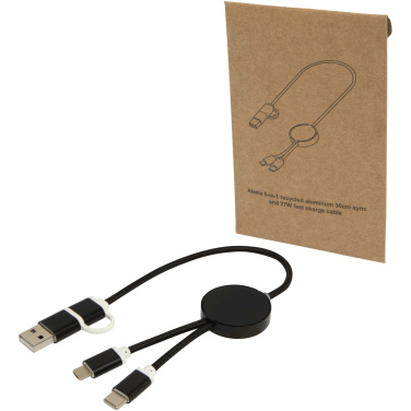 Logotrade business gift image of: Alasia 5-in-1 recycled aluminium and plastic 30 cm data sync and 27W fast charge cable