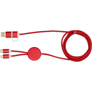 Logo trade corporate gifts image of: Alasia 5-in-1 recycled aluminium and plastic 150 cm data sync and 27W fast charge cable