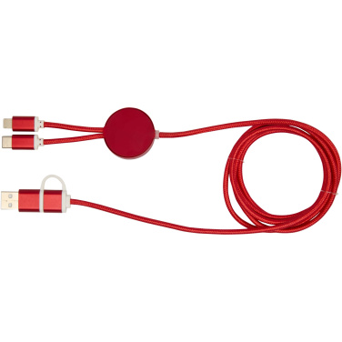 Logotrade promotional item picture of: Alasia 5-in-1 recycled aluminium and plastic 150 cm data sync and 27W fast charge cable