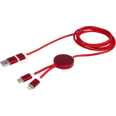 Logo trade business gifts image of: Alasia 5-in-1 recycled aluminium and plastic 150 cm data sync and 27W fast charge cable