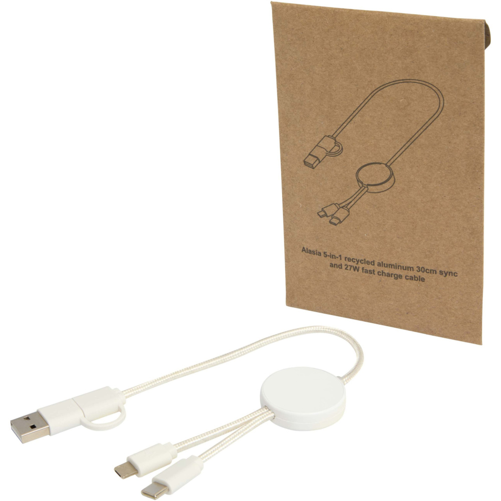 Logotrade promotional giveaways photo of: Citala 5-in-1 recycled plastic 30 cm data sync and 27W fast charge cable