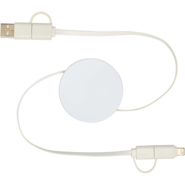 Logotrade advertising product image of: Citala 5-in-1 recycled plastic 90 cm retractable data sync and 40W fast charge cable