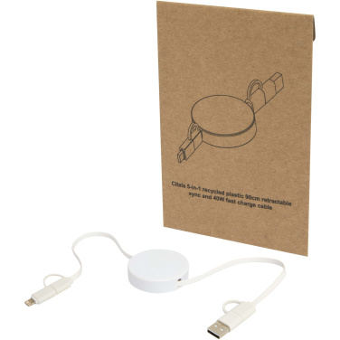 Logotrade promotional products photo of: Citala 5-in-1 recycled plastic 90 cm retractable data sync and 40W fast charge cable