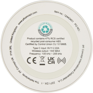 Logo trade promotional gifts image of: Freal 15W recycled plastic wireless charging pad