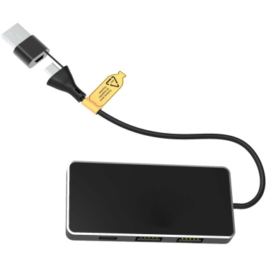 Logo trade advertising products image of: SCX.design H20 8-in-1 USB hub with dual input and 6-ports