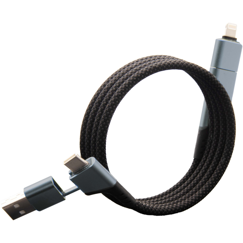 Logo trade promotional product photo of: SCX.design C52 100W 4-in-1 rPET magnetic ultra fast charging cable 