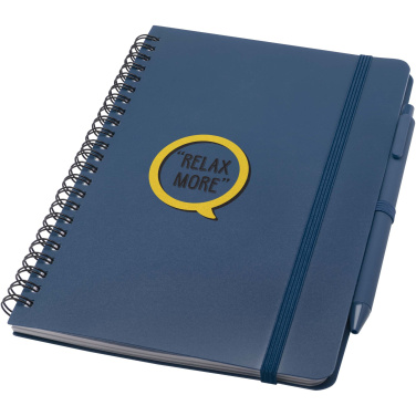 Logo trade promotional products image of: Thalaasa A5 ocean-bound hard cover notebook with ballpoint pen (black ink)