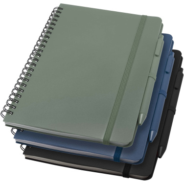Logo trade promotional giveaway photo of: Thalaasa A5 ocean-bound hard cover notebook with ballpoint pen (black ink)