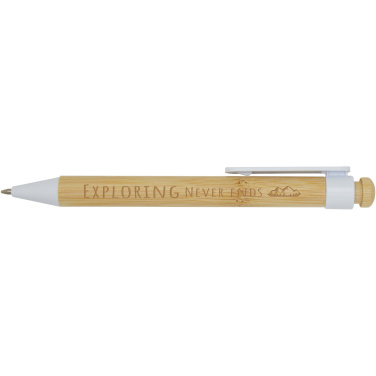 Logo trade promotional products picture of: Rattan bamboo and recycled plastic ballpoint pen (black ink)