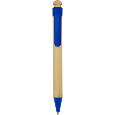Logo trade promotional giveaway photo of: Rattan bamboo and recycled plastic ballpoint pen (black ink)