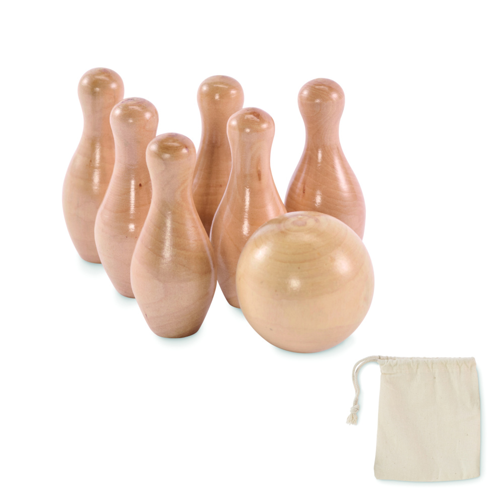 Logo trade promotional merchandise image of: Mini pine wood bowling set