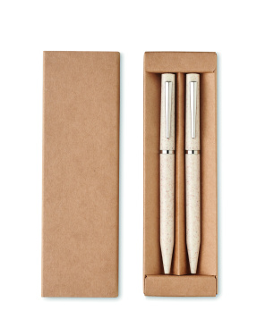 Logo trade promotional merchandise photo of: Wheat straw/ABS twist pen set