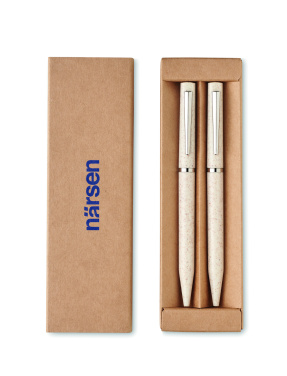 Logo trade promotional items image of: Wheat straw/ABS twist pen set