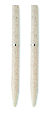 Logo trade promotional merchandise picture of: Wheat straw/ABS twist pen set