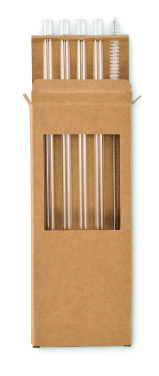 Logo trade promotional gifts picture of: 4 reusable glass straws