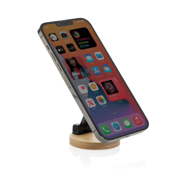 Logo trade business gifts image of: Magmount RCS recycled plastic and bamboo phone stand