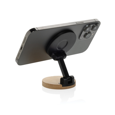 Logo trade business gifts image of: Magmount RCS recycled plastic and bamboo phone stand