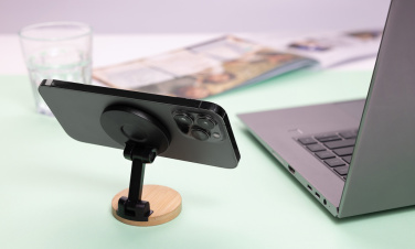 Logotrade promotional merchandise image of: Magmount RCS recycled plastic and bamboo phone stand