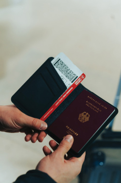 Logo trade advertising products image of: Trackmate RCS rpolyester passport holder worldwide locating