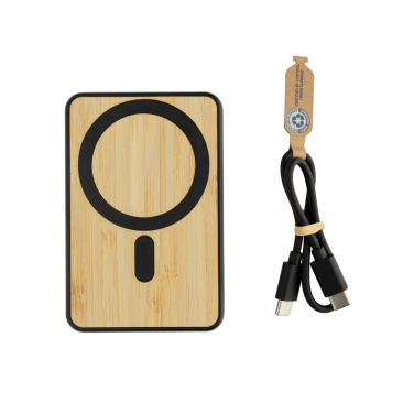Logo trade corporate gift photo of: Zen RCS rplastic 5000 mah 5W magnetic bamboo powerbank