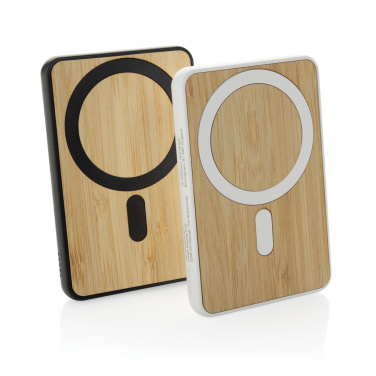 Logo trade promotional products image of: Zen RCS rplastic 5000 mah 5W magnetic bamboo powerbank