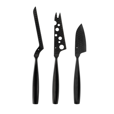 Logo trade promotional merchandise photo of: BOSKA Cheese Knife Set Monaco+ Black