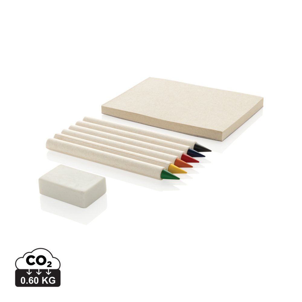 Logo trade promotional giveaway photo of: Micki GRS infinity 6pc coloring pencil set with notepad