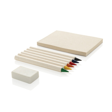 Logo trade promotional merchandise picture of: Micki GRS infinity 6pc coloring pencil set with notepad