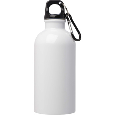 Logo trade promotional giveaways image of: Oregon 400 ml RCS certified single wall stainless steel water bottle with carabiner