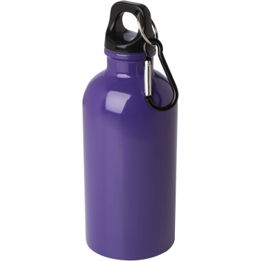 Logo trade promotional products image of: Oregon 400 ml RCS certified single wall stainless steel water bottle with carabiner