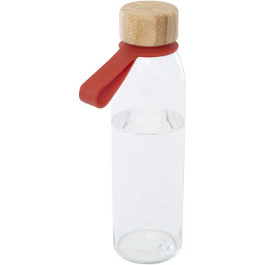 Logo trade advertising products image of: Porto 500 ml glass water bottle with silicone handle and bamboo lid