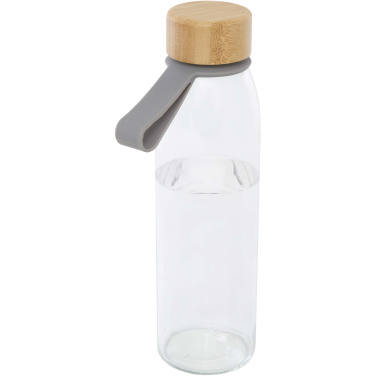 Logo trade promotional items picture of: Porto 500 ml glass water bottle with silicone handle and bamboo lid