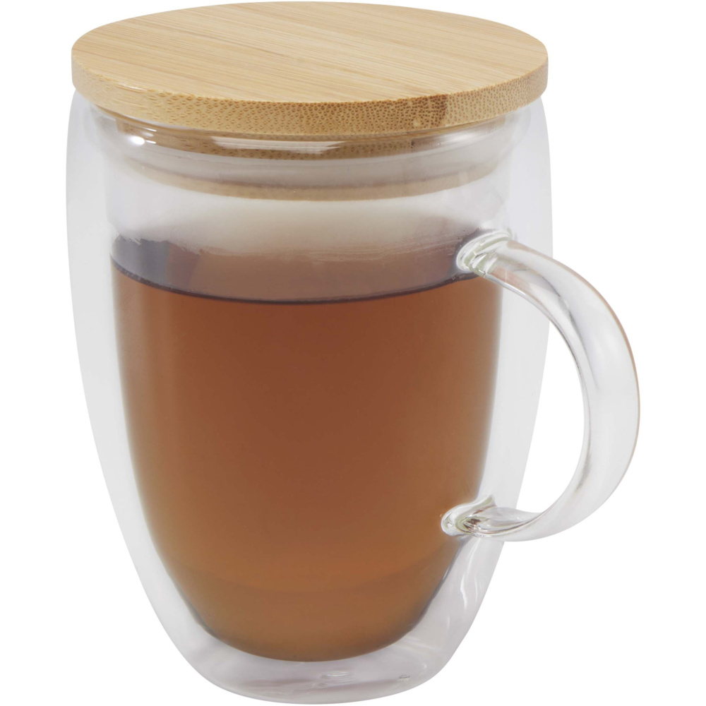 Logo trade corporate gifts picture of: Leona 350 ml glass cup with bamboo lid