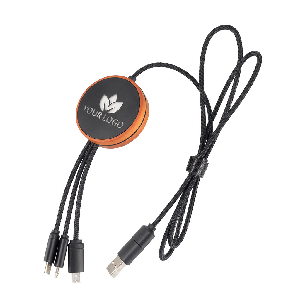 Logo trade corporate gifts image of: Big cable 4in1 with illuminated logo - i5w