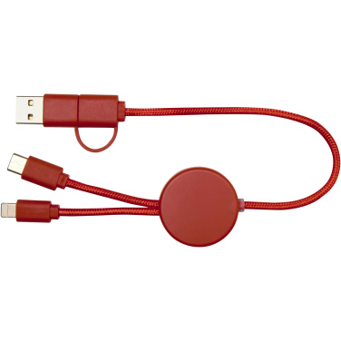 Logo trade corporate gifts image of: Citala 5-in-1 recycled plastic 30 cm data sync and 27W fast charge cable