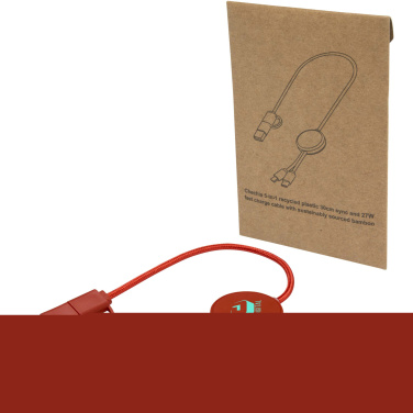 Logo trade promotional giveaways image of: Citala 5-in-1 recycled plastic 30 cm data sync and 27W fast charge cable