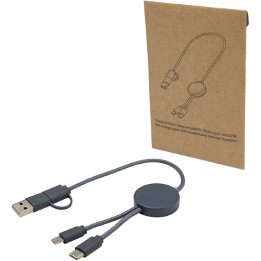 Logo trade advertising products image of: Citala 5-in-1 recycled plastic 30 cm data sync and 27W fast charge cable