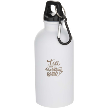 Logo trade promotional product photo of: Oregon 400 ml matte RCS recycled single wall stainless steel water bottle with carabiner