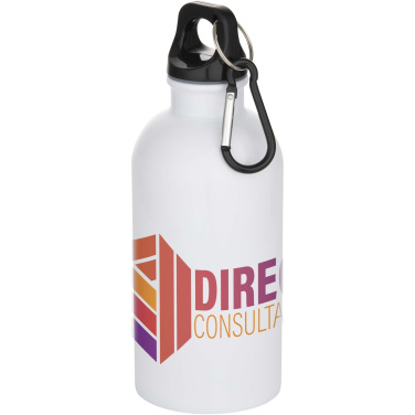 Logo trade promotional giveaways picture of: Oregon 400 ml sublimation RCS recycled single wall stainless steel water bottle with carabiner