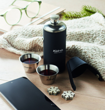 Logo trade promotional items image of: Hip flask with shot cups