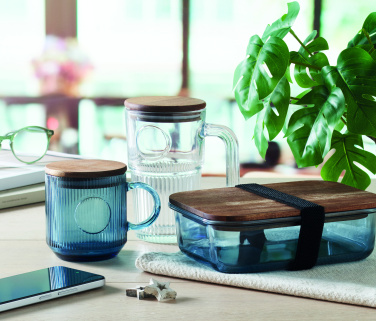 Logo trade promotional merchandise image of: Ribbed glass mug 300ml