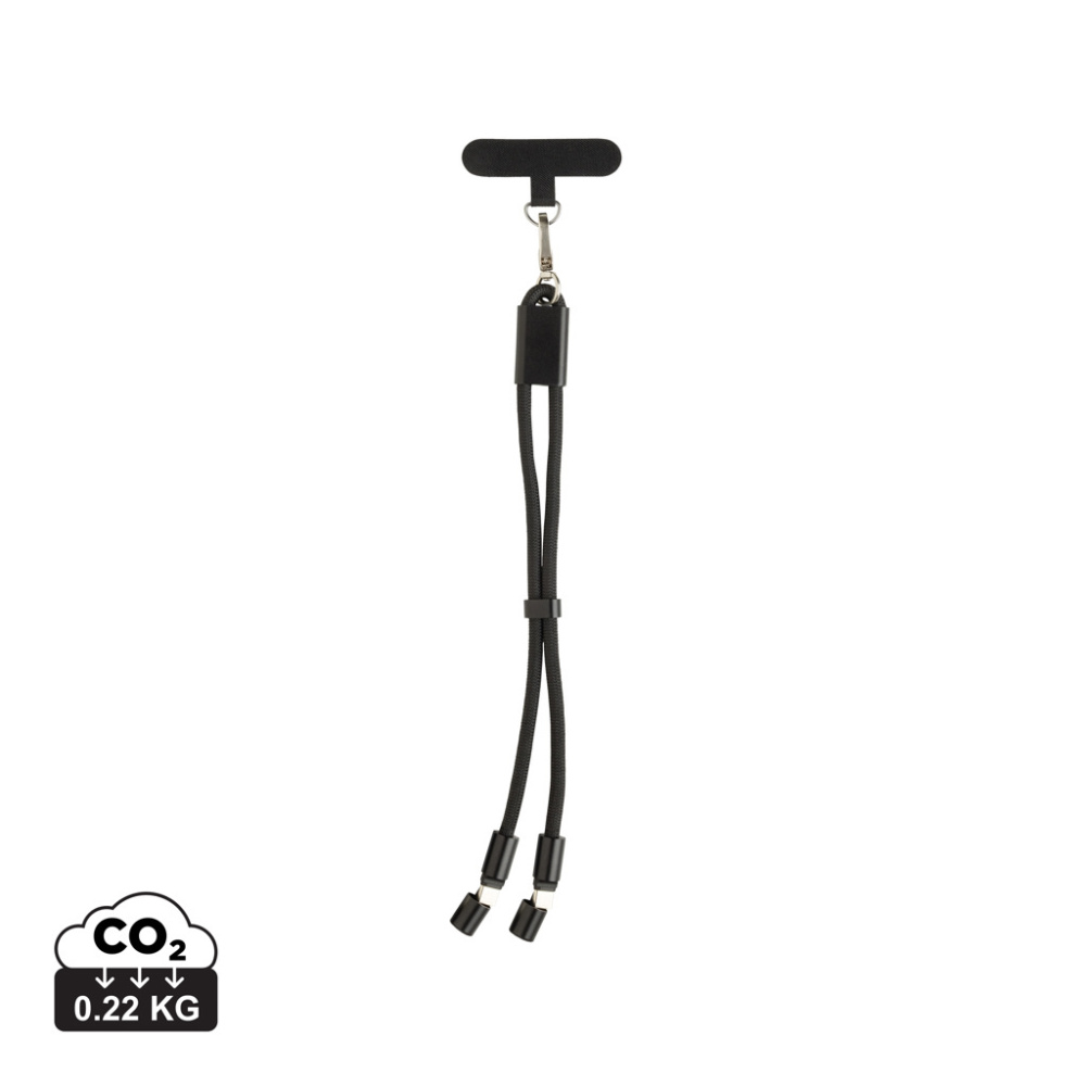 Logo trade advertising products image of: LoopAmp RCS RPET adjustable phone wrist strap 60W cable