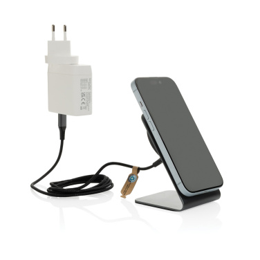 Logo trade business gifts image of: Terra aluminium 15W magnetic wireless charging phone stand