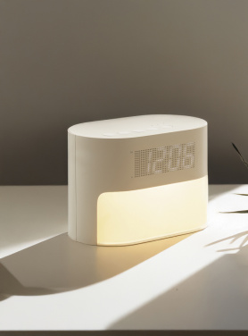 Logo trade promotional items image of: LumaRise RCS reycled plastic white noise alarm clock
